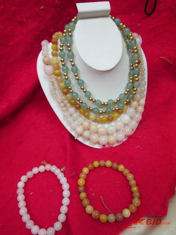 3 necklace, 2 bracelet and a pair o...