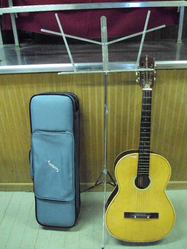 Guitar, Music Stand & Violin Case