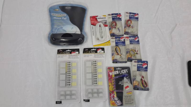 lot 6 image: wrist pad, drive power cords, cable clips