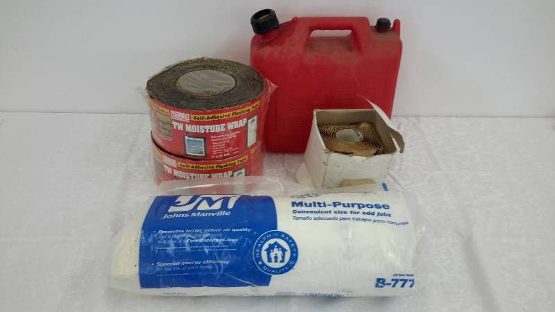 lot 13 image: moisture wrap, gas can, water seal, control fiber