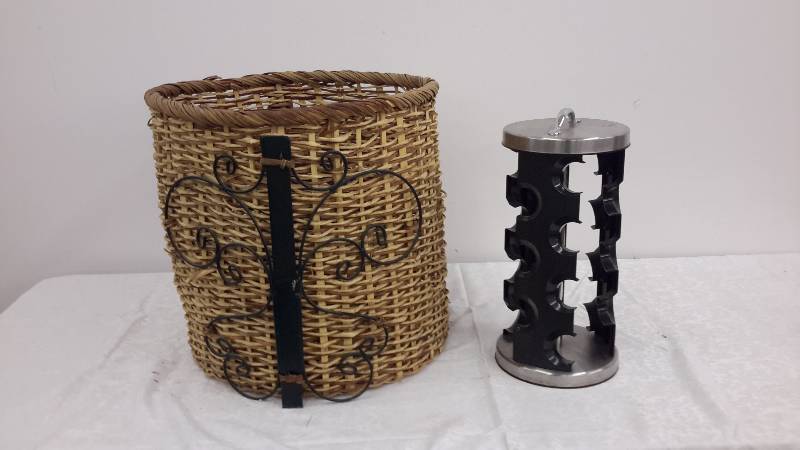 lot 52 image: wicker with metal inlay, spice rack