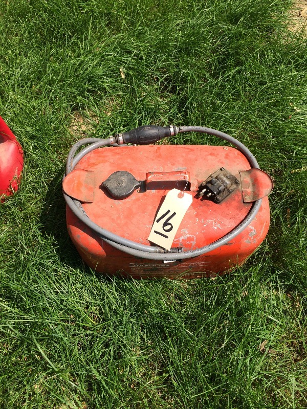 lot 16 image: Outboard motor fuel tank 6 gallon capacity & includes hose