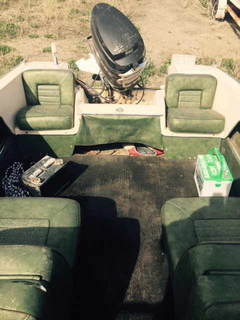 1974 GLASTRON BOAT, TRAILER AND TROLLING MOTOR