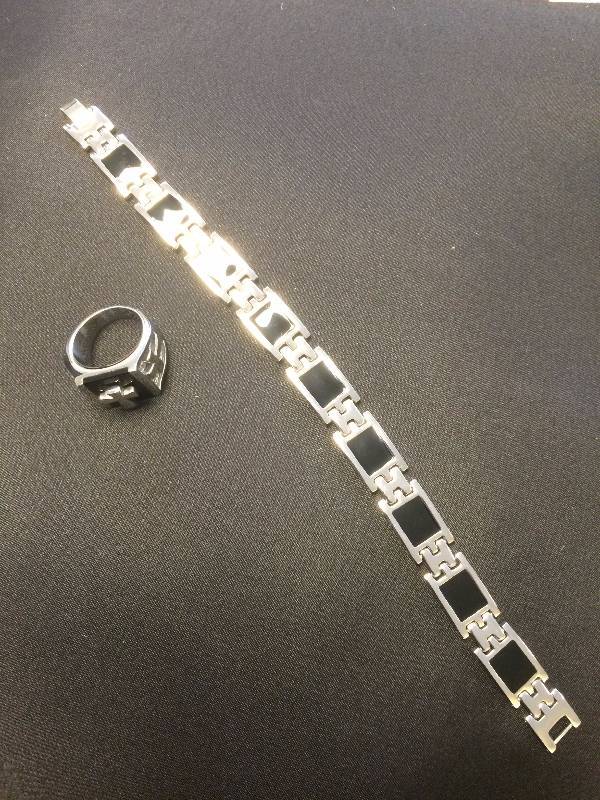 Mens Cross Bracelet & Ring Set