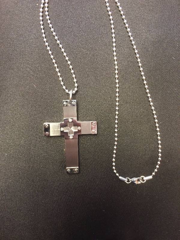 Mens Silver Cross Necklace