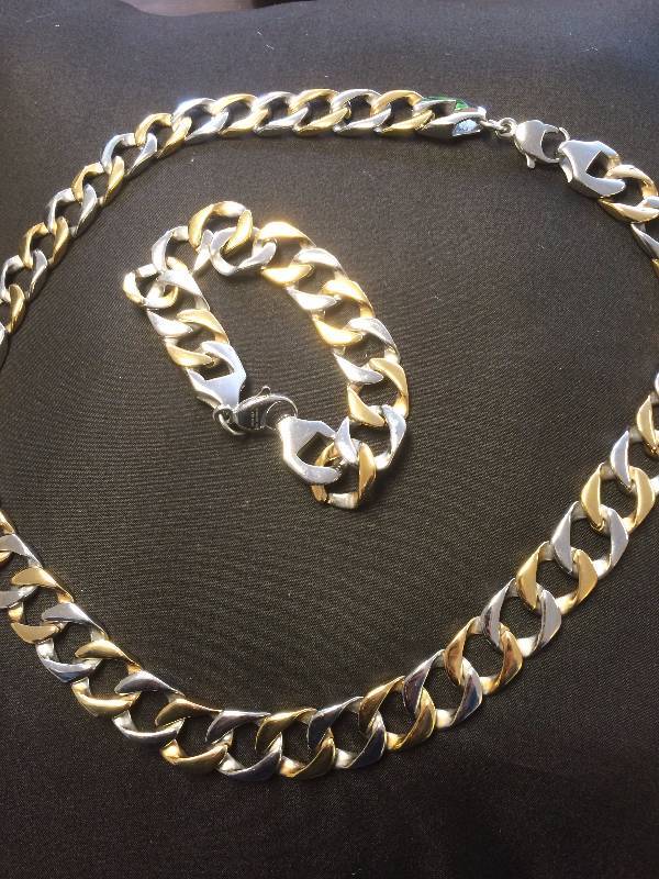 Mens 2-tone Chain Set