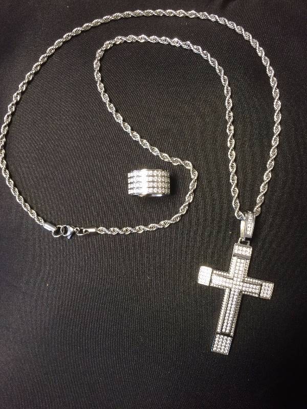 Mens Cross CZ Set
