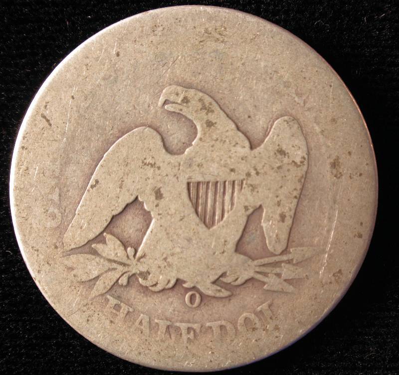 1858 O SEATED LIBERTY SILVER HALF DOLLAR