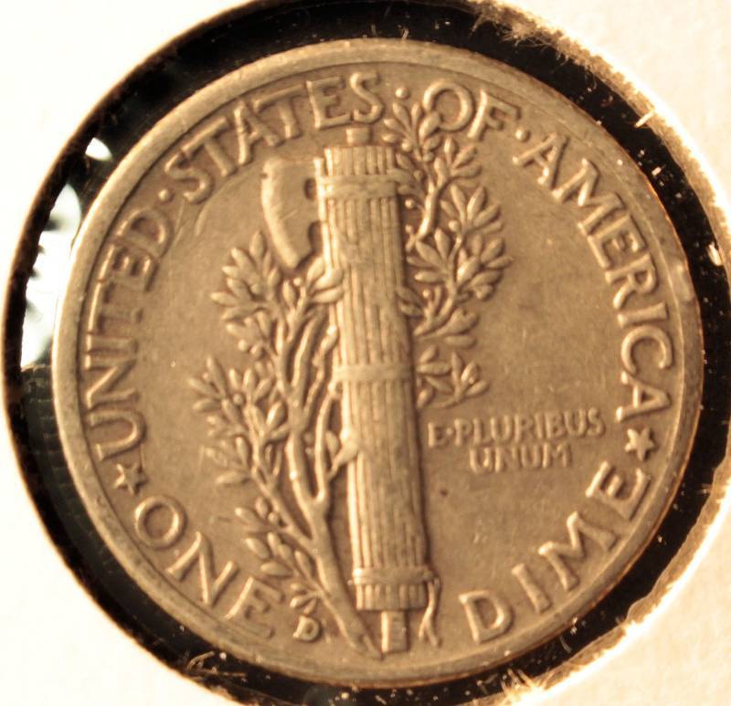 1942 D MERCURY SILVER DIME VF