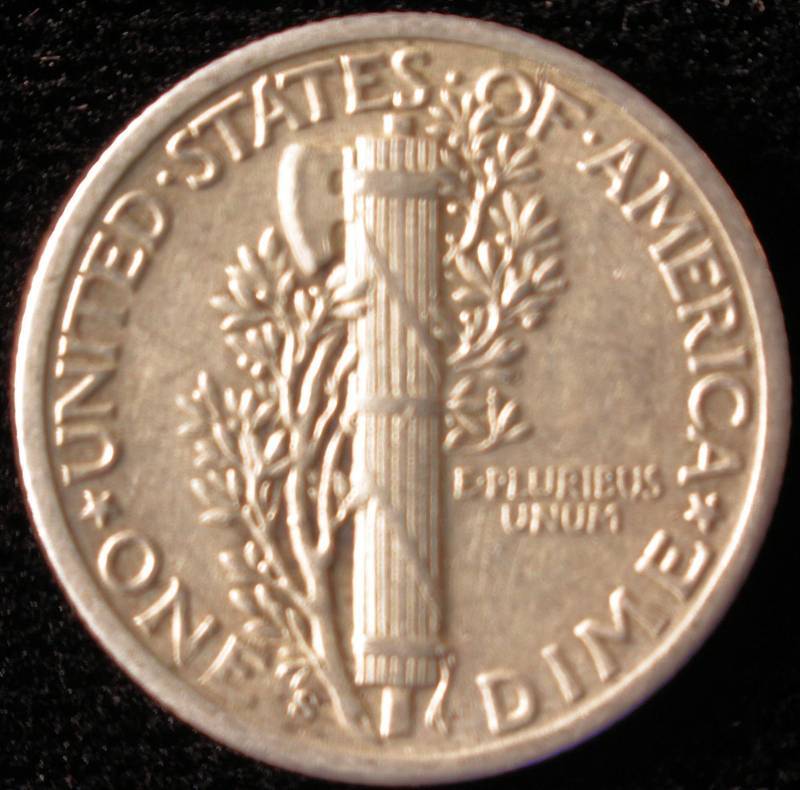 1944 S MERCURY SILVER DIME VF