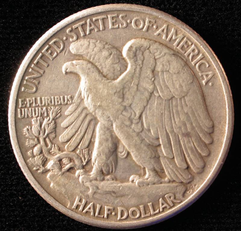 1945 WALKING LIBERTY SILVER HALF DOLLAR VF