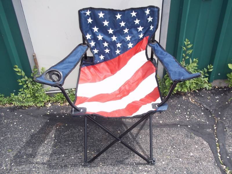 lot 24 image: Flag Folding Chair with case