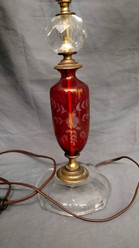 Vintage Etched Glass Lamp