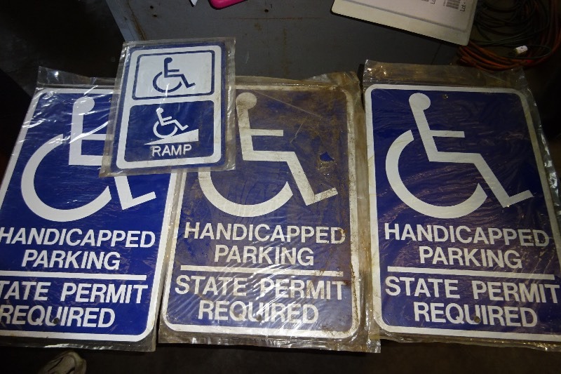 lot 135 image: 3 Aluminum handicap signs