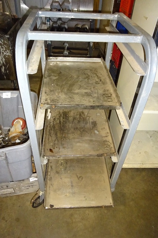lot 144 image: Rolling metal cart with 3 trays