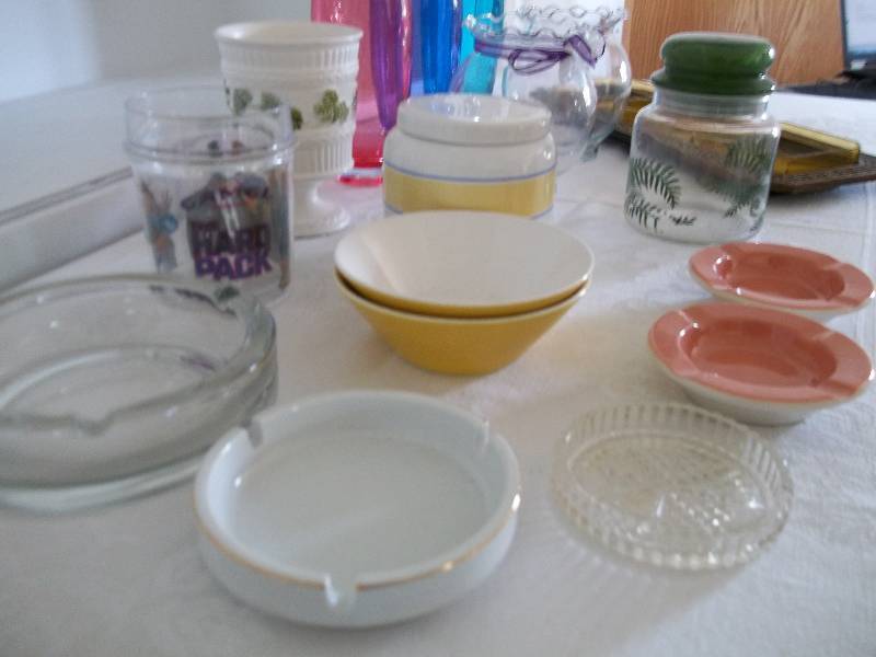 Assorted Glassware, Dishes, and Ashtrays