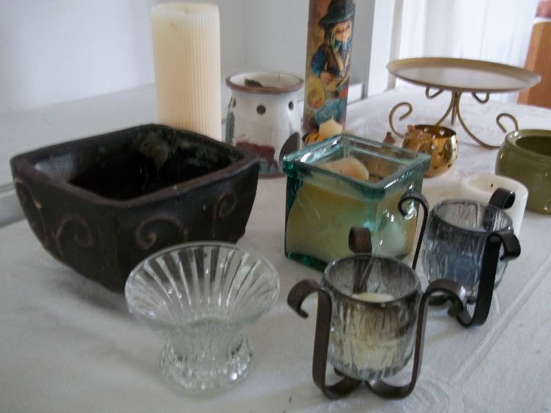 Assorted Candles, Candle Holders and Stands