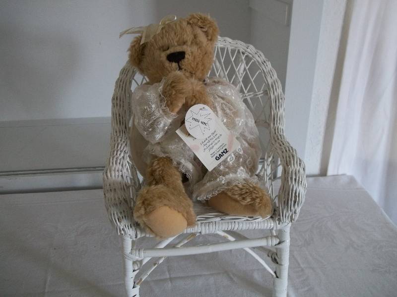 Bear in a Wicker Chair & Wicker Baby Buggy