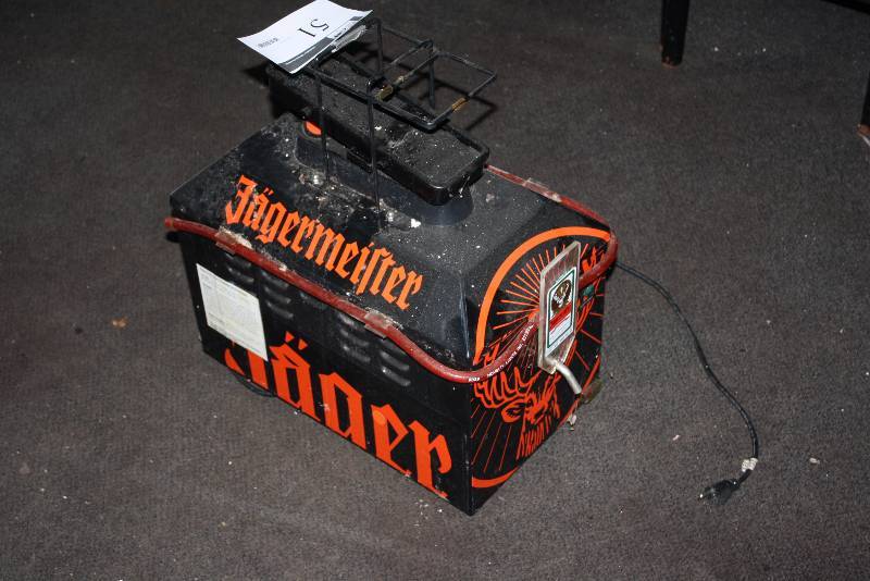 lot 51 image: Jagermeister Refrigerated Dispenser wNovelty Lights Model J99 Refrigerant R134A Amount 100Grams 115VAC60Hz.