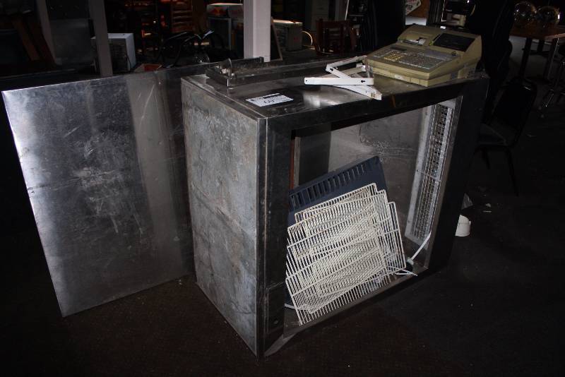 lot 69 image: Lot of (4) Including Sink Unit Refrigerated Cold Cases wRacking 24 x 51 x 41 45 x 41 21 x 84 x 12.