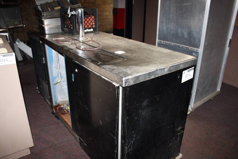 lot 103 image: Refrigeration Unit wTap Line Stainless Steel Top Includes Contents 27.5 x 85.5 x 45.