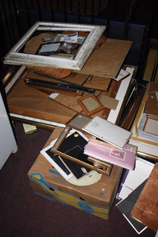 lot 108 image: Picture Frame Lot Including Misellaneous Wood Style Frames.