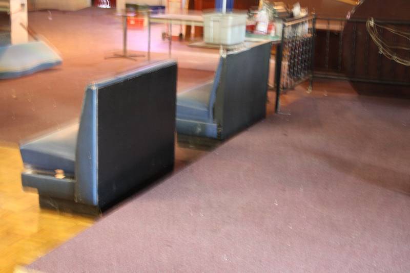lot 114 image: Lot of (4) Blue Vinyl Booth Seats 25 x 48 x 36.