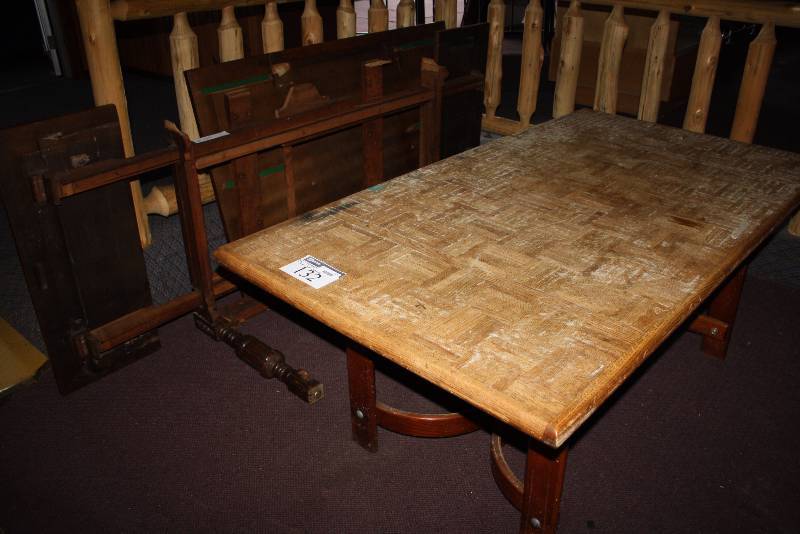 lot 132 image: Lot of (2) Wooden Tables 40 x 72 x 29 One Table Is Broken.