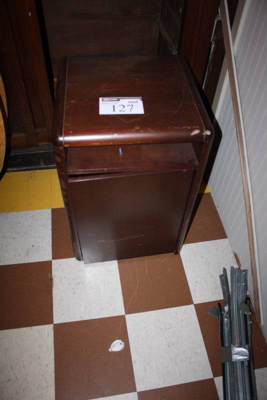 lot 127 image: Wood Style Cabinet wDrawer & Door 20 x20 x 30.
