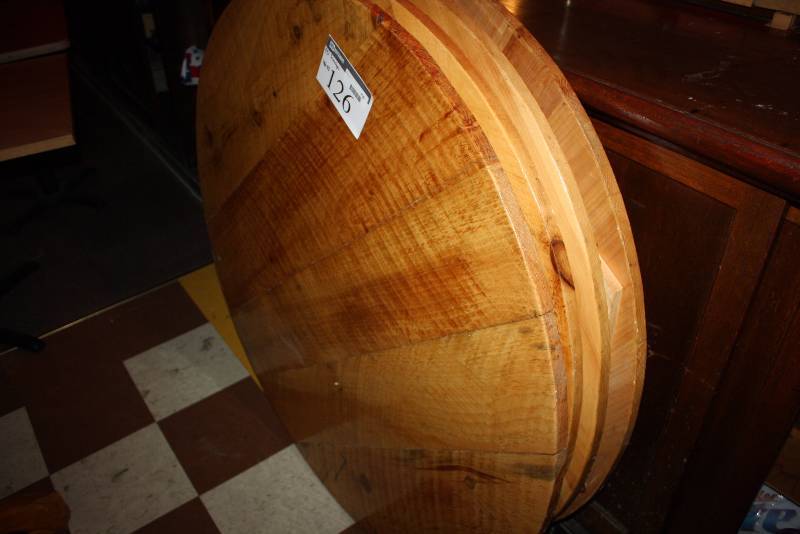 lot 126 image: Lot of (4) Circular Wooden Tabletops 48 x48.