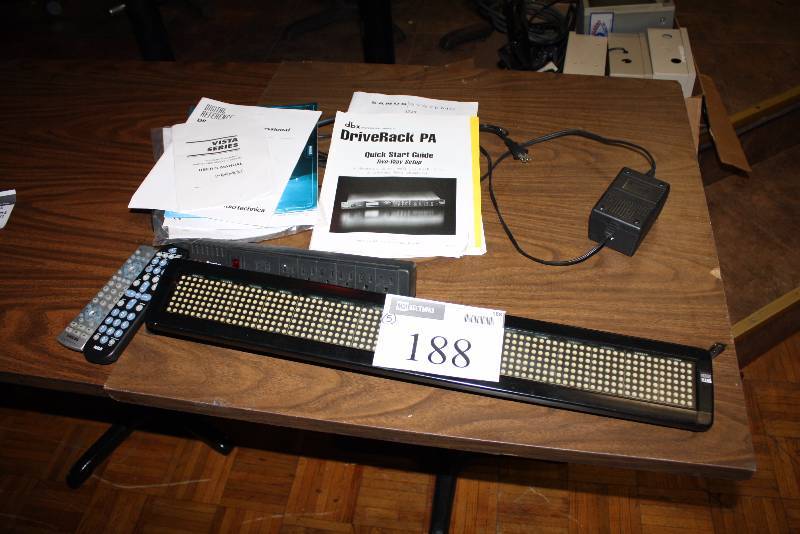 lot 188 image: Lot of (5) Including Adaptive Micro Systems Message Display Sign, 213 C-1 Power Strip Remote Controls And More.