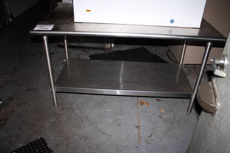 lot 208 image: Stainless Steel Prep Table wBottom Shelf 30 x 60 x 35.