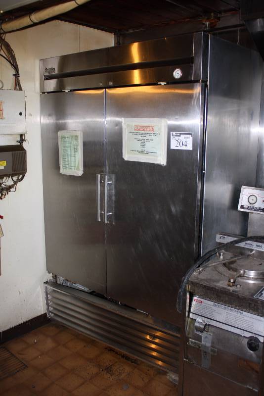 lot 204 image: Superior Double-Door Fridge Stainless Steel Adjustable Racks 54 x 30 x 72.5.