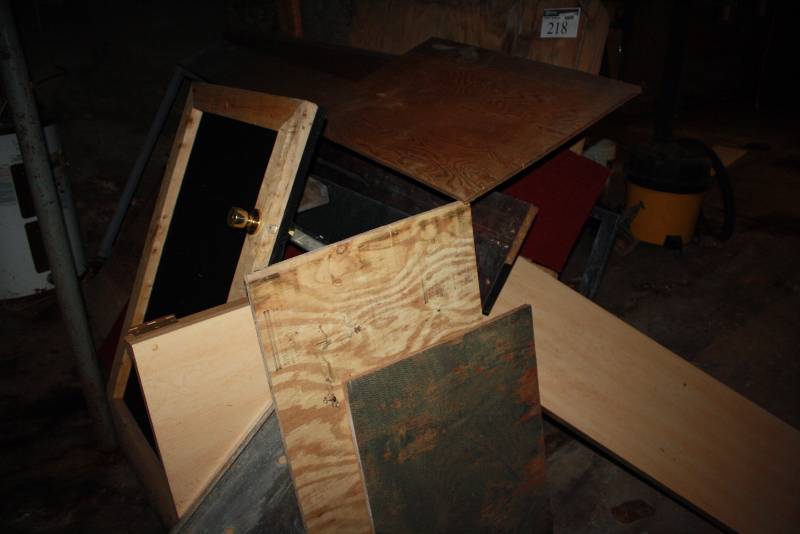 lot 218 image: Corner Lot Including Miscellaneous Table Tops Boards And More.