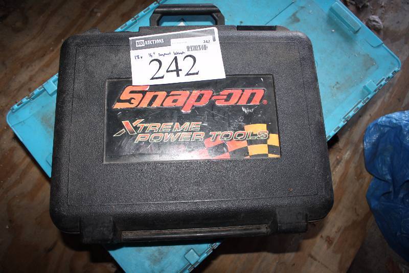 lot 242 image: Snap-On Impact Wrench wCase & Battery Includes Power Cord Model CT3850.