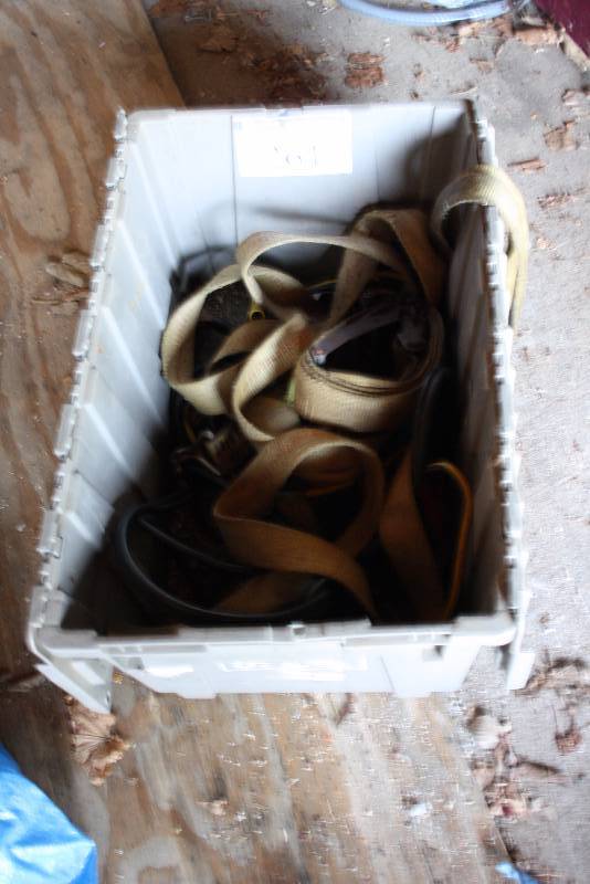 lot 261 image: Box Lot Including Jumper Cables Straps Tote And More.
