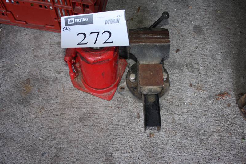 lot 272 image: Lot of (2) Including Jack wout Pump Handle Metal Table Vise.