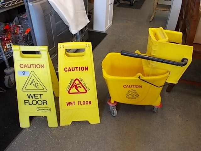 lot 8 image: Mop Bucket & Signs