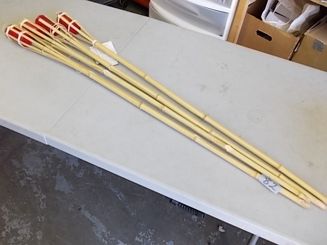 lot 82 image: 4-NEW Bamboo Tiki Torches