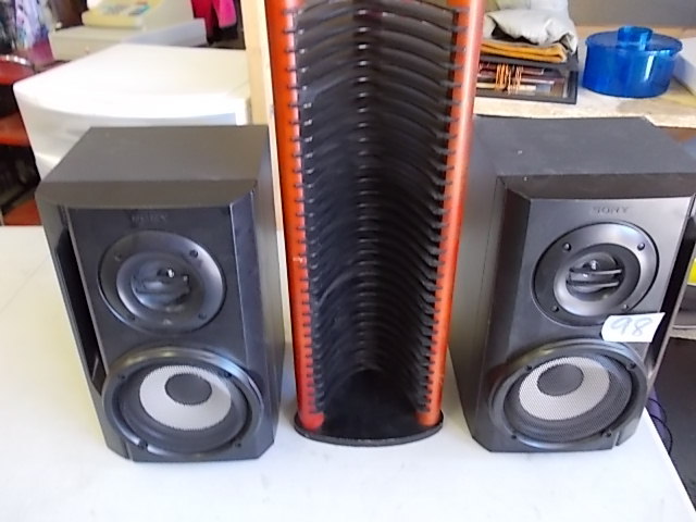 lot 98 image: Pair Of Sony Speakers & CD Tower