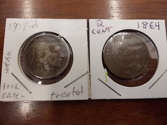 1914 D Buffalo Nickel, 1964 Two Cent