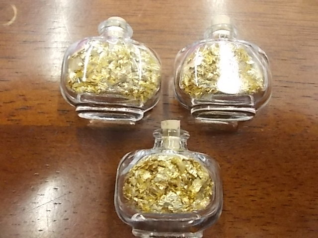 3 Glass Bottles Of Gold Flake No Gaurantee Of Quality Or Quantity