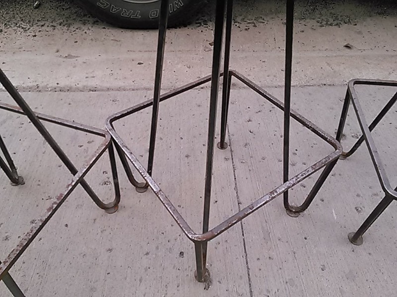 Set Of 4 Vintage Bar Heavy Duty Wrought Iron Bar Stools