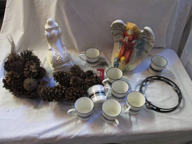 lot 34 image: lot of home dcor pinecones angel ...