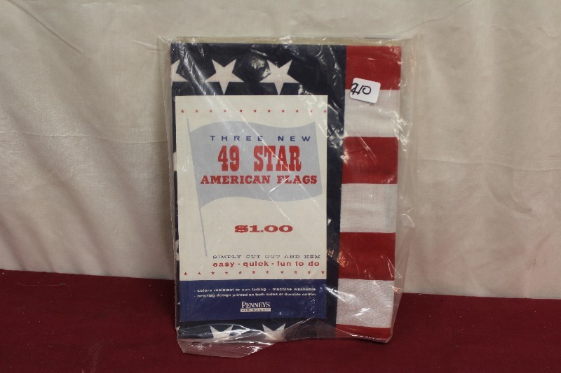 Unopened Pack of Three 49 Star Flags