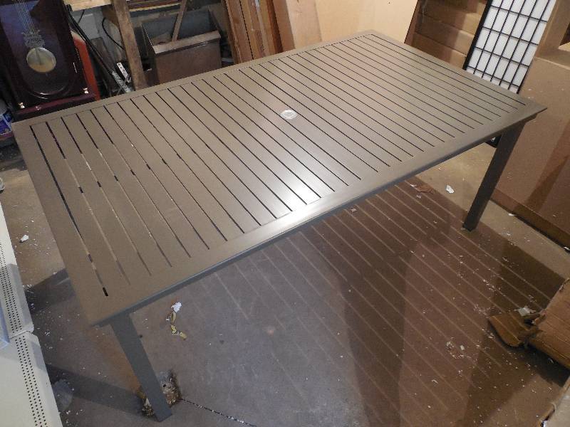 lot 1 image: New- Patio Table Rectangle - Dark Tan