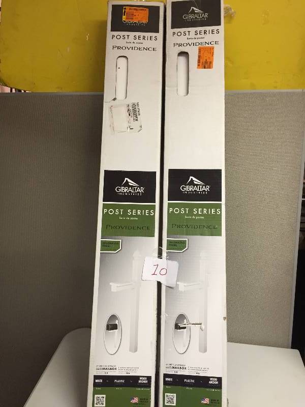 lot 10 image: Lot of 2 Solar Group PP500W00 Plastic Mailbox Mounting Post with Cross Arm, White