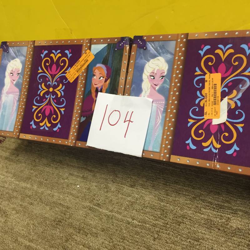 lot 104 image: Lot of 2 - Frozen travel trunks with 2 Fantasy Play costumes 4-6X