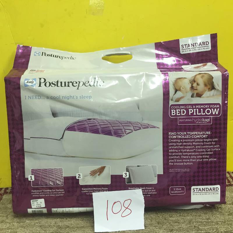 lot 108 image: Sealy Posturepedic Coolin Gel & Memory Foam Pillow