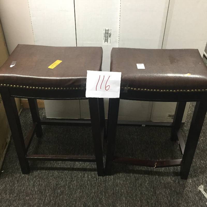 lot 116 image: Lot of 2 Allure Bar Stools Brown